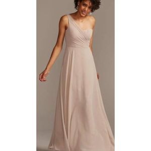 Celebrate DB Studio Size 10 Maxi Nude One Shoulder Bridesmaid Dress NWT 6334